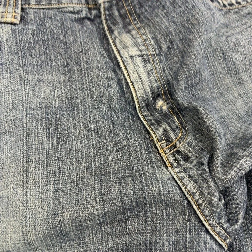 Vintage Miskeen Denim Shorts Men 38 Blue Cotton Baggy Embroidered Y2K Streetwear